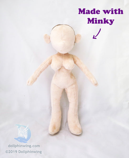 made with minky doll plushie girl figure