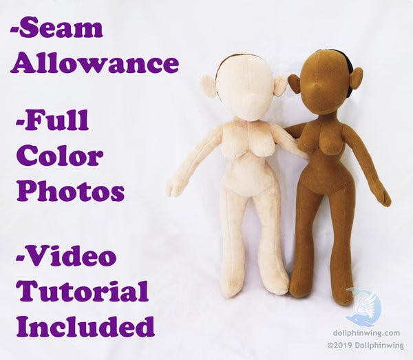 seam allowance full color photos video tutorial included pin up doll pattern