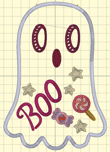 Candy Ghost Embroidery Pattern
